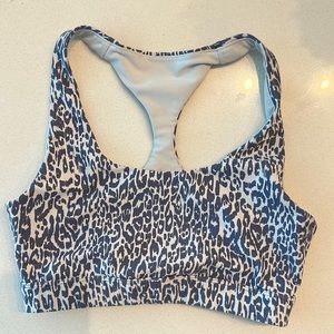 SoulCycle Racerback Blue Cheetah Print Bra - size small